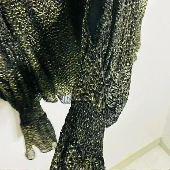 NEW Nili Lotan Devon Blouse Gold Velvet Y2K 90s Minimalist Party Romantic Silk - Picture 3 of 7